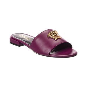 Versace Medusa Leather Sandal, Purple
